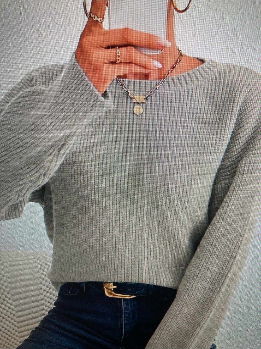 Ribbed Crewneck Sweater - Sage Green